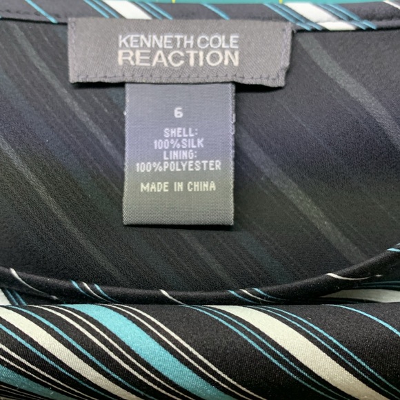 Kenneth Cole Reaction teal/black/white silk midi handkerchief skirt. Sz 6. NWOT - Picture 3 of 7